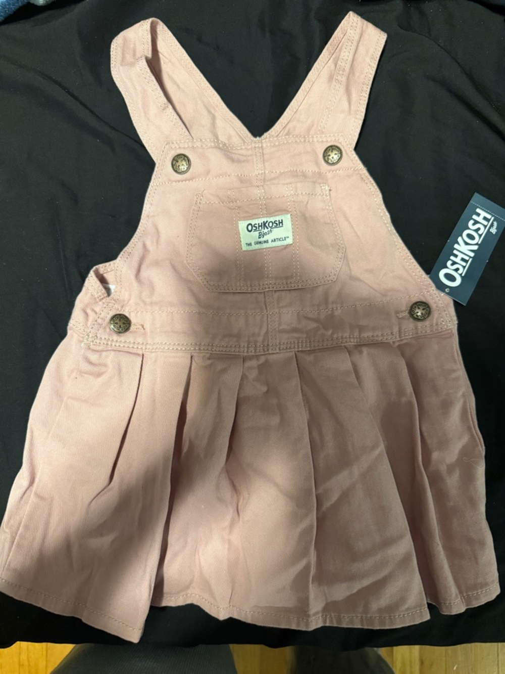 OshKosh B'gosh Blush Pink Girls' Pleated Overall Dress
